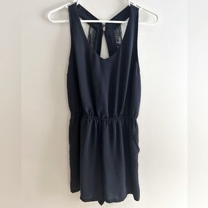 H&M Navy Romper with Lace Back